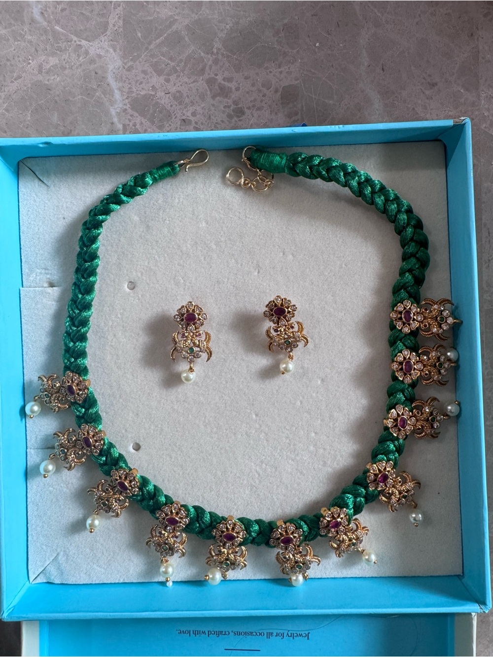 Indian/Pakistani Wedding Jewelry Gold Plated Necklace & Earrings Set
